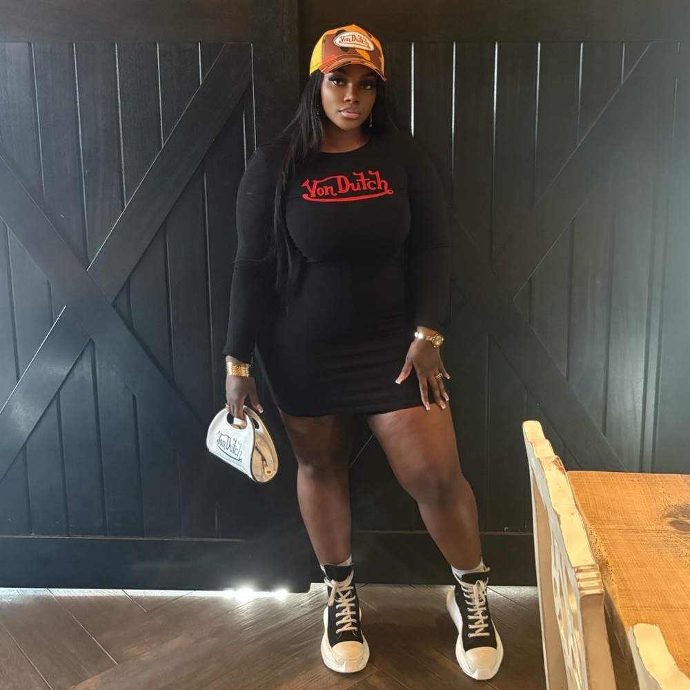 Von Dutch Black and Red Long Sleeve Dress - Picture 5 of 5